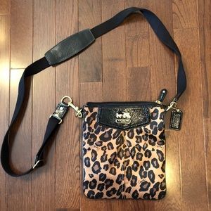 Coach leopard print vinyl crossbody bag